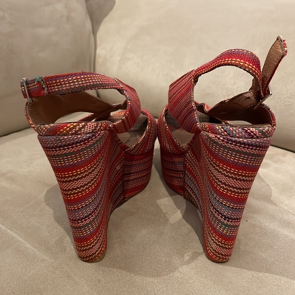 Jeffrey Campbell Handmade Pink multi-colored California Ibiza Wedges 8.5 - Picture 3 of 5
